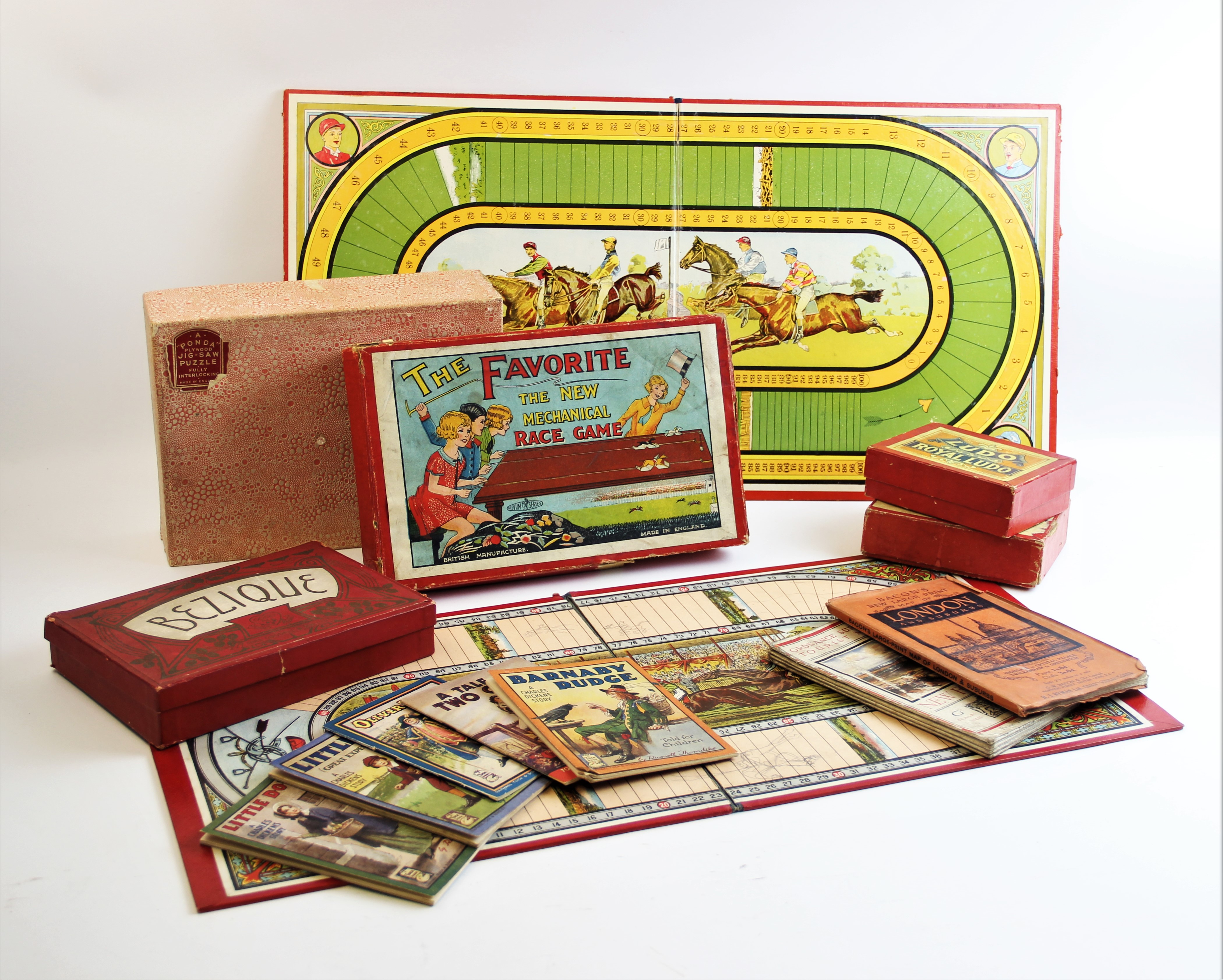 A collection of vintage games and booklets, to include 'The Favorite' boxed mechanical race game, - Image 2 of 2
