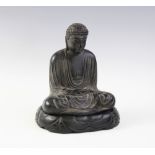 A Chinese lacquered Amitabha Buddha, modelled with his hands in dhyana mudra and seated in