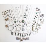 A large quantity of silver and white metal jewellery and accessories, to include a silver blue