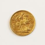A Victorian gold sovereign, dated 1889, weight 8.0gms