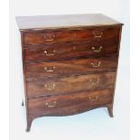 A George III mahogany secretaire chest of drawers, the rectangular top above a fall front secretaire