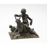 A Grand Tour bronze model of the Infant Bacchus and a goat, 19th century, realistically modelled