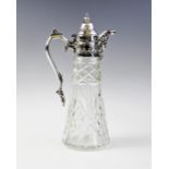 An Edwardian silver mounted cut glass claret jug, Sheffield 1905, of tapering form with star cut