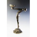 A Italian bronze patinated cast resin Art Deco style figural stand, late 20th century, modelled as a