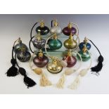 A collection of Royal Brierley perfume atomiser bottles, each of typical form, decorated with