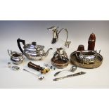 A quantity of silver plated and white metal tableware, to include a three-piece tea service, a boxed