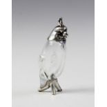 A Victorian silver and glass pepperette modelled as a cockatoo by Henry William Curry, London