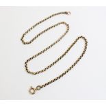 A yellow metal belcher link chain, with spring ring and loop fastener, applied pad stamped '9C',
