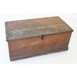 A Victorian scumbled pine blanket chest, applied with iron side swing handles and iron clasp lock,
