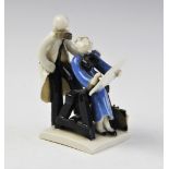A Bullers figural group by Anne R. Potts, early 20th century, modelled as an artist and pupil,