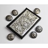 A set of six Edwardian silver buttons by Levi & Salaman, Birmingham 1900, of circular form decorated