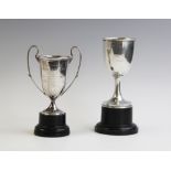 A small silver twin-handled trophy cup by Blackmore & Fletcher Ltd, London 1937, of tapering