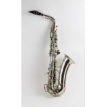 A Conn alto saxophone, 20th century, the nickle plated body with chased decoration to the bell,
