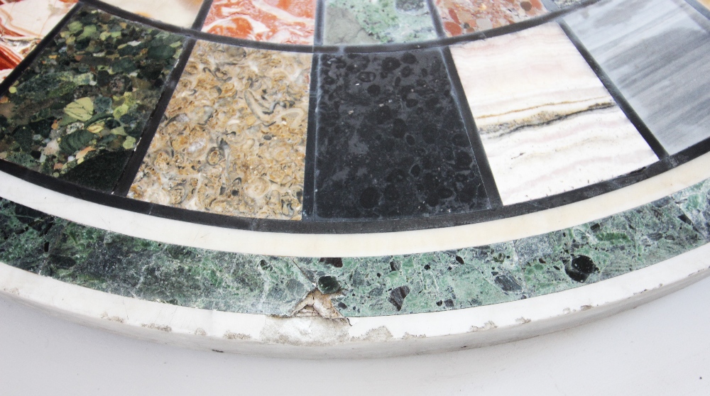 An impressive 19th century specimen table top, the circular top extensively inlaid in a radiating - Bild 4 aus 6