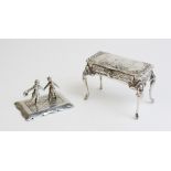A silver trinket box in the form of a Louis XVI style side table, import marks for Boaz Moses