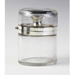 A large Victorian silver mounted glass vanity jar by Goldsmiths & Silversmiths Co (William