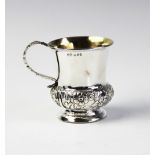 A William IV silver mug by Spooner Clowes & Co, Birmingham 1826, with flared rim and baluster body