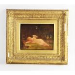 English school (19th century), Oil on canvas, Naive study of a sleeping cherub, Unsigned,