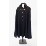 A British military dress cape, 20th century, the midnight blue cape set with with a two piece gilt