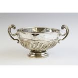 An Edwardian silver twin handled bowl by Barker Brothers, Chester 1908, of circular form with half
