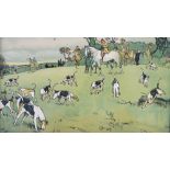 After Cecil Aldin (1870-1935), Six hunting prints on paper, framed together in a line to tell the