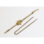 A 9ct gold two-colour rope twist bracelet chain, with spring ring and loop fastening, 19.3cm long (