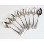 A set of eight George III silver teaspoons by Thomas Wallis & Jonathan Hayne, London 1813, each of