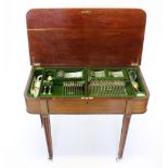 An Elkington & Co Ltd mahogany canteen, Reg'D No.670103, Pat No. 21736/1910, enclosing a