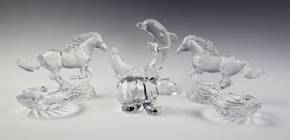 A collection of Waterford Crystal decorative glass pieces, comprising a polar bear, 8cm high,