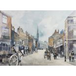 Clive Rowley (English school, late 19th/early 20th century), Watercolour on paper, Street scene with