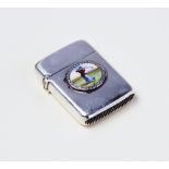 GOLFING INTEREST: A Victorian silver and enamel vesta by David & Lionel Spiers, Birmingham 1887,