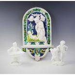 An Italian Cantagalli faience majolica wall plaque, early 20th century, the relief moulded plaque