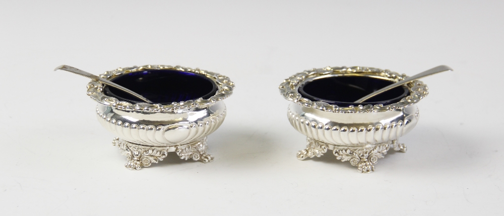 A pair of George IV silver salts by Solomon Royes, London 1820, each of circular squat form with