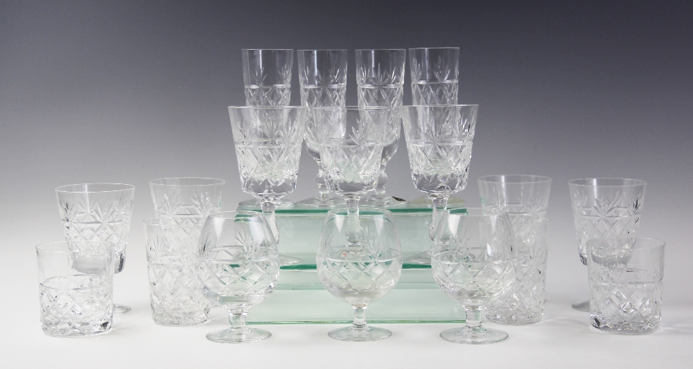 A suite of Royal Brierley Crystal glasses in the Bruce pattern, comprising: six wine glasses, six