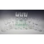 A suite of Royal Brierley Crystal glasses in the Bruce pattern, comprising: sixteen wine glasses,