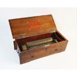 A late 19th century mahogany cased music box, the 21cm brass cylinder with steel comb stamped '
