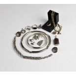 A selection of silver and white metal vintage and modern jewellery, to include Georg Jensen earrings