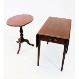 A 19th century cross banded mahogany Pembroke table, with a single frieze drawer raised upon legs of