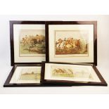 After Randolph Caldecott (1846-1886), Four prints on paper, 'Scenes with the Old Mickledale Hunt'
