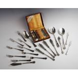 An '800' standard Continental silver cutlery set, comprising a boxed set of twelve teaspoons, ten