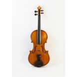 A Julian Emery violin, mid 20th century, with single piece back, rosewood chin rest and ebony