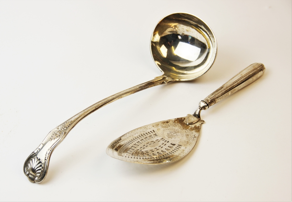 A silver King's pattern ladle by Josiah Williams & Co, London 1901, 32cm long, weight 11.2ozt,