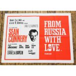 A British quad film poster for FROM RUSSIA WITH LOVE (1963) starring Sean Connery, 1965 first re-