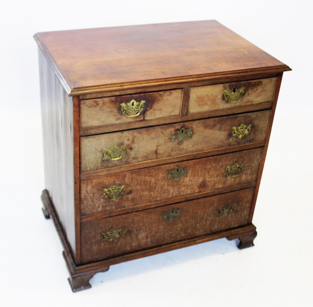 A George III mahogany chest of drawers, the rectangular moulded top above two short and three long - Image 2 of 2