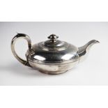 A George IV silver teapot by Rebecca Emes & Edward Barnard I, London 1828, of squat circular form