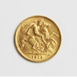 A George V half sovereign, dated 1912, weight 4.0gms