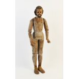 A Spanish Colonial painted wood Santos figure of Christ, 18th century and later, carved with
