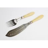 A pair of Victorian silver bladed fish servers by Joseph Rodgers & Sons, Sheffield 1883-4, each with