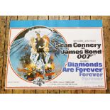 A British quad film poster for DIAMONDS ARE FOREVER (1971) starring Sean Connery, artwork by