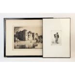 Stanley Anderson C.B.E., R.A. (1884-1966), Etching on paper, Boaters by a riverside ruin, Signed